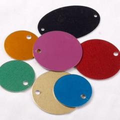 various color circular metal tags