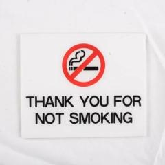 Thank You For Not Smoking Engraved Sign