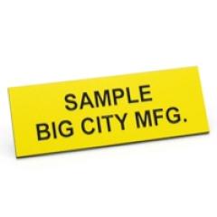 yellow engraved tag