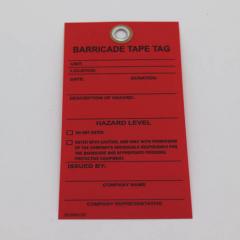 Red vinyl Barricade Tape Tag