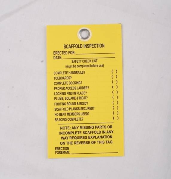 Yellow Scaffold Inspection Stock Tag